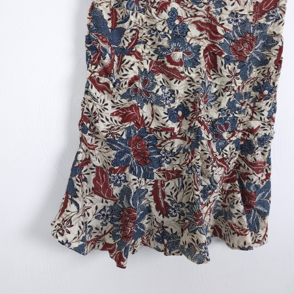Walter Baker Josie Ruched Floral Dress V Neck Short Sleeve Size 2 - Picture 4 of 13